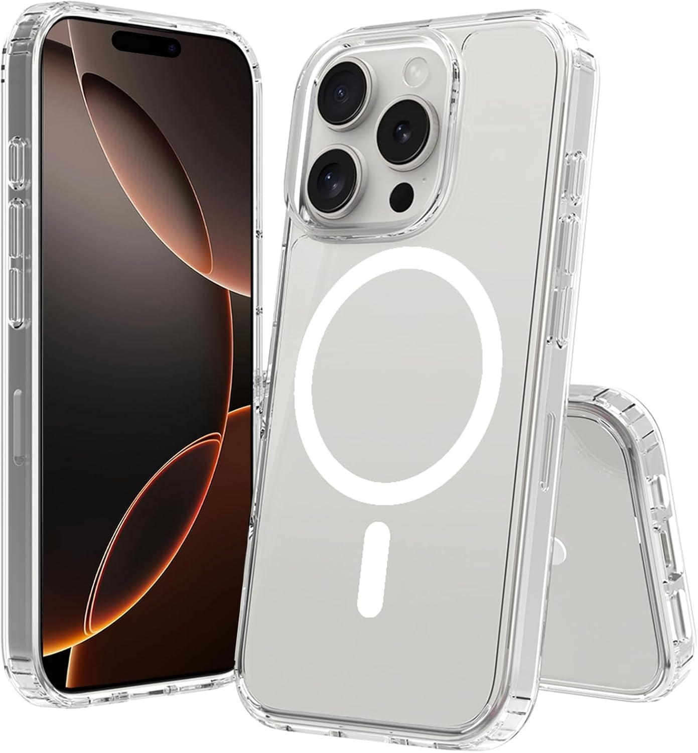 2025 New Magnetic for Iphone 16E Case,Compatible with Magsafe,Military Grade Drop Tested, Shockproof Matte Translucent Hard Back Slim Protective Case.Black Magnetic Circle.
