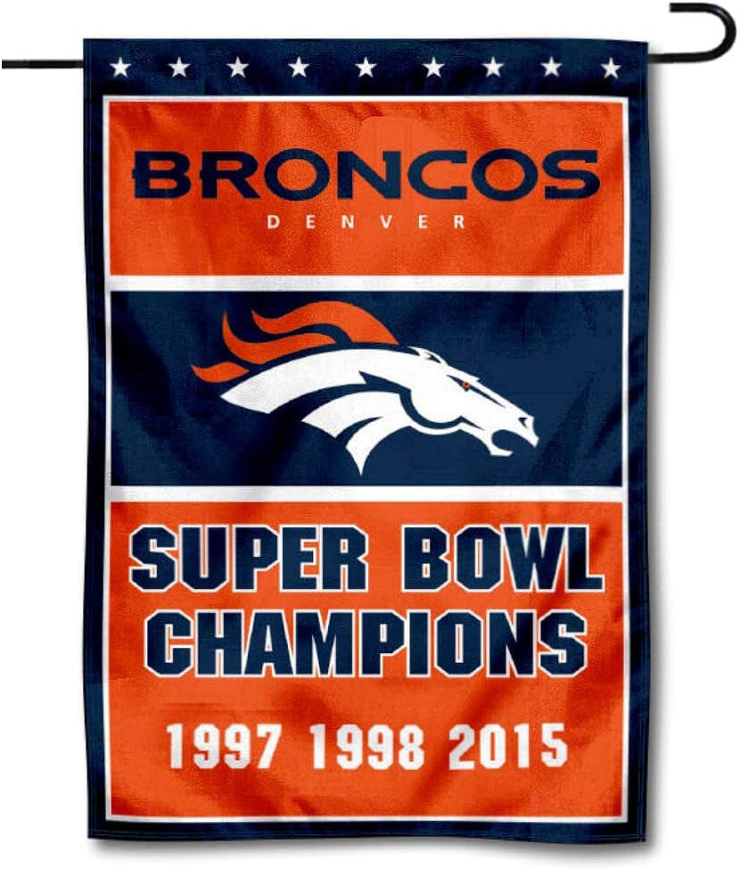 Denver Broncos 3 Time Super Bowl Champions Double Sided Garden Flag