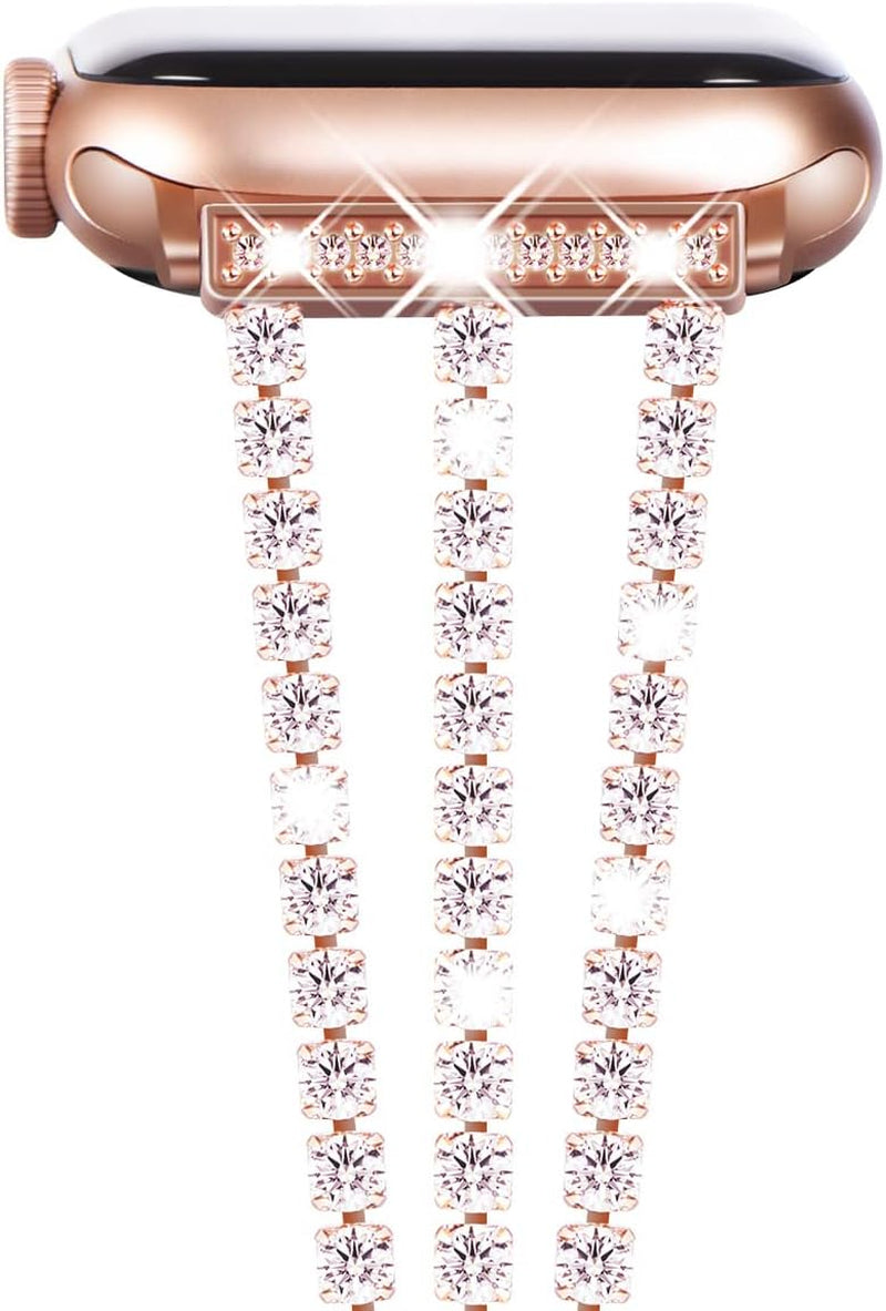 Compatible for Apple Watch Band Series 9 8 Series 7 SE Series 6 5 4 3, Sparkling Bling Shiny Diamonds Bracelet for Iwatch Band Womens