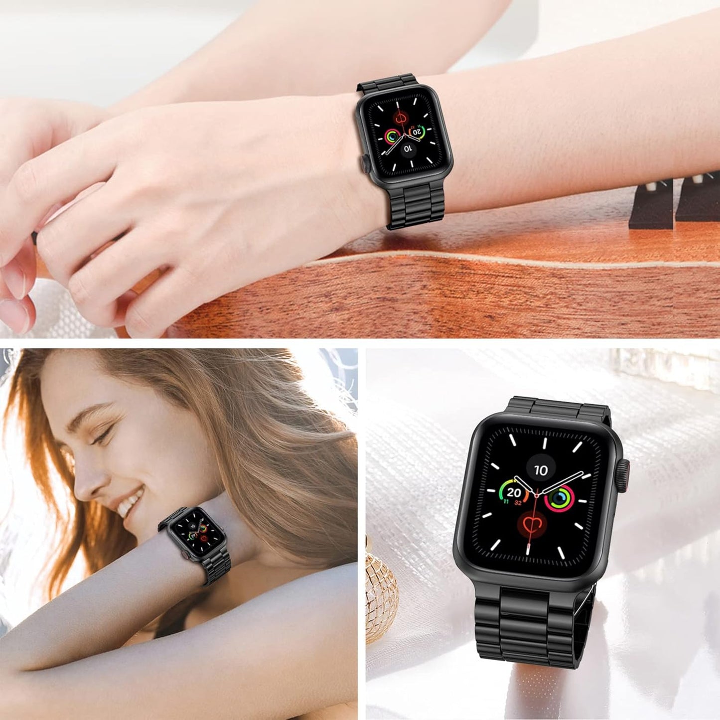 Stainless Steel Apple Watch Band for Apple Watch 49Mm 45Mm 44Mm 42Mm 41Mm 40Mm 38Mm, Waterproof Iwatch Band for Iwatch Series 9 8 7 6 5 4 3 2 1 SE Ultra for Women Men