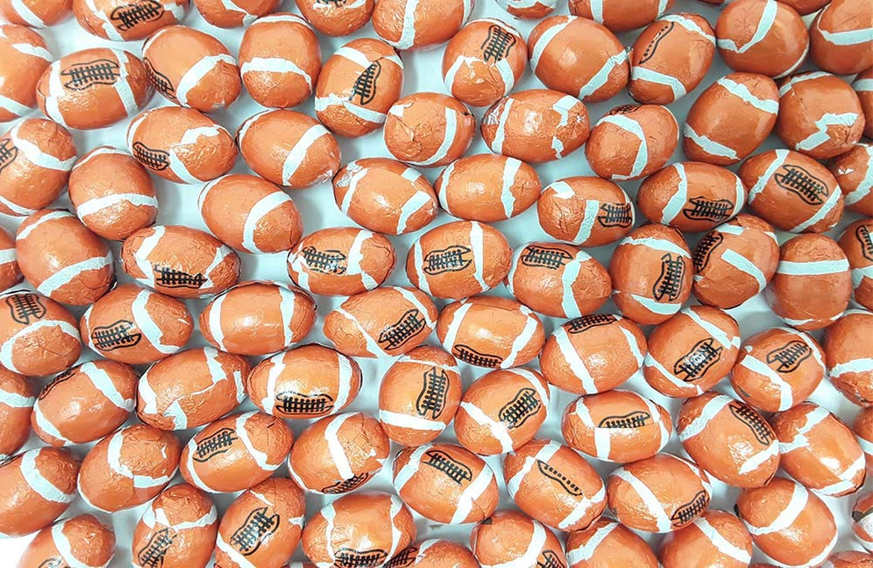Madelaine Premium Milk Chocolate Footballs Wrapped in Italian Foil - Super Bowl Party Favor Candy (1 LB)