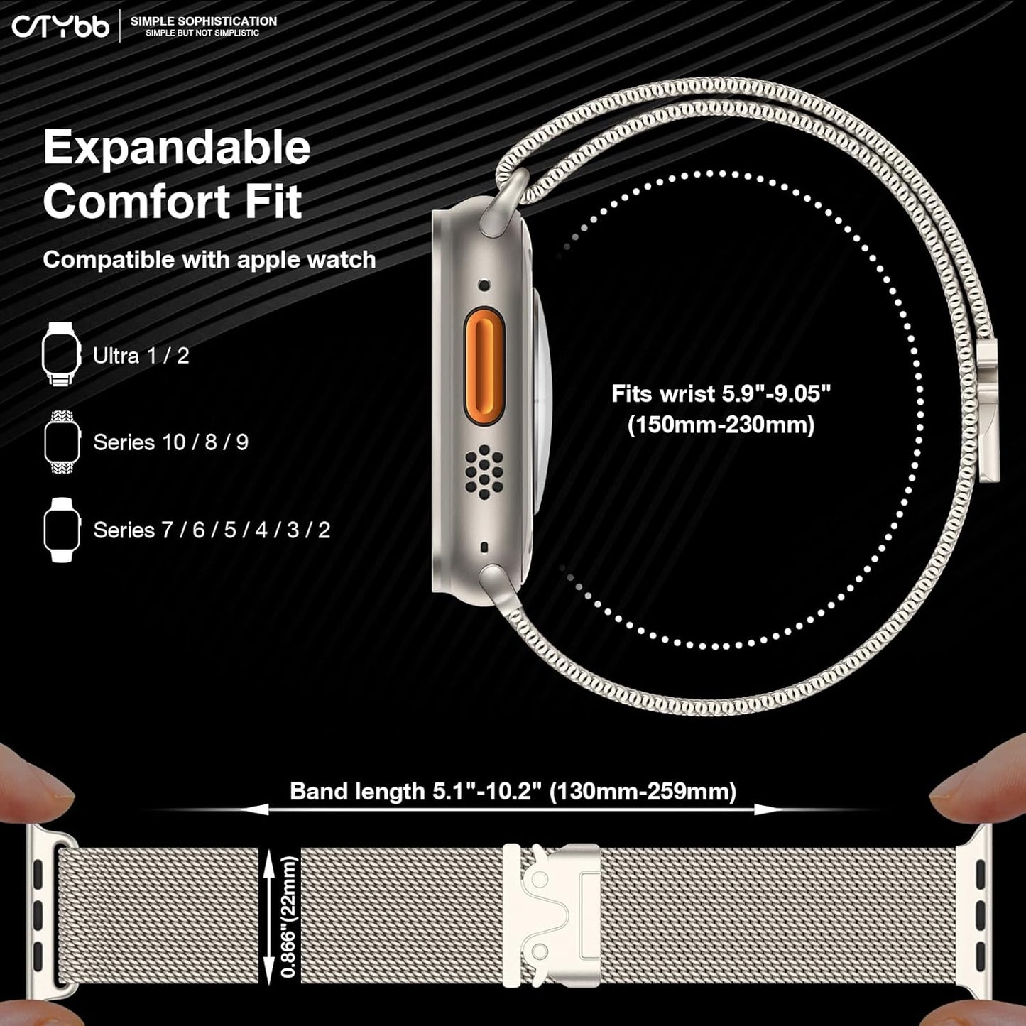 Milanese Mesh Loop Compatible with Apple Watch Band 40Mm 41Mm 38Mm 42Mm Series 10 9 8 7 SE 6 5 4 3 2 1 Men & Women, Stainless Steel Wider Metal Strap with Magnetic Clasp for Iwatch Bands