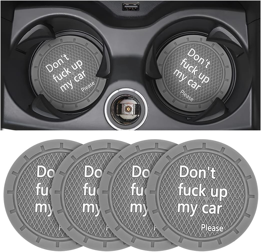 2 Pack Car Cup Holder Coasters, 2.75 Inch Non-Slip PVC Insert Cup Coaster, Anti-Scratch Auto Cup Mats for Women Men, Vehicle Interior Accessories Universal for Car, SUV, Truck (D Blue/2Pcs) TRUCK DRIVER