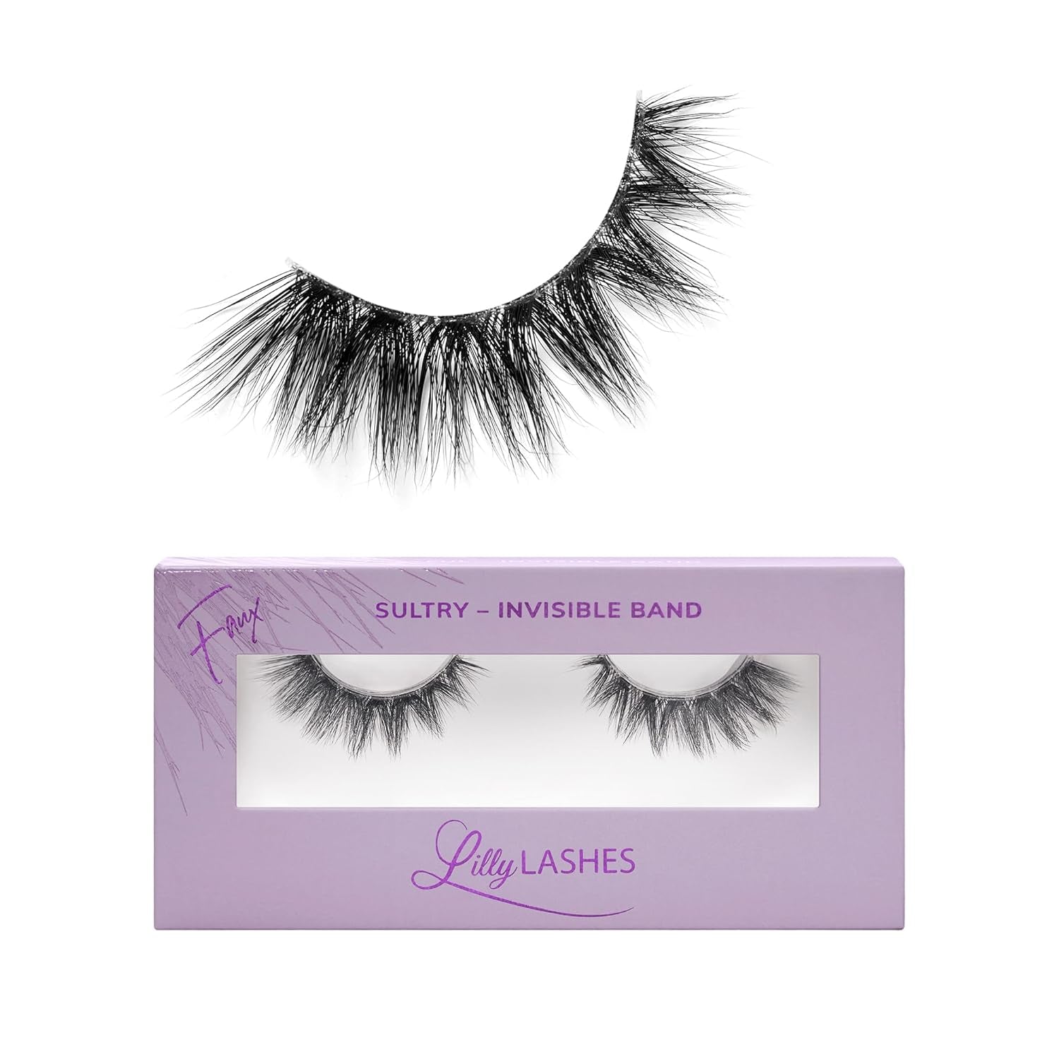 Sheer Band, False Eyelashes W/Invisible Band Lashes, False Lashes Natural Look, Wispy Lashes Style, Clear Band Lashes, Reusable Eyelashes 20X, Lash Glue Not Included, 13.5Mm (Persuasive)