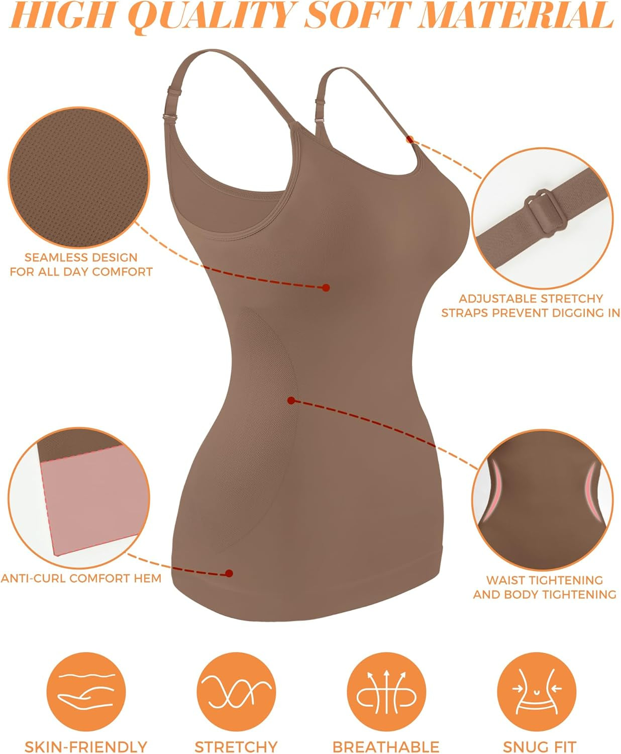 Women'S Shapewear Tummy Control Scoop Neck Camisole Tops for Women Seamless Compression Tank Top Regular and plus Size