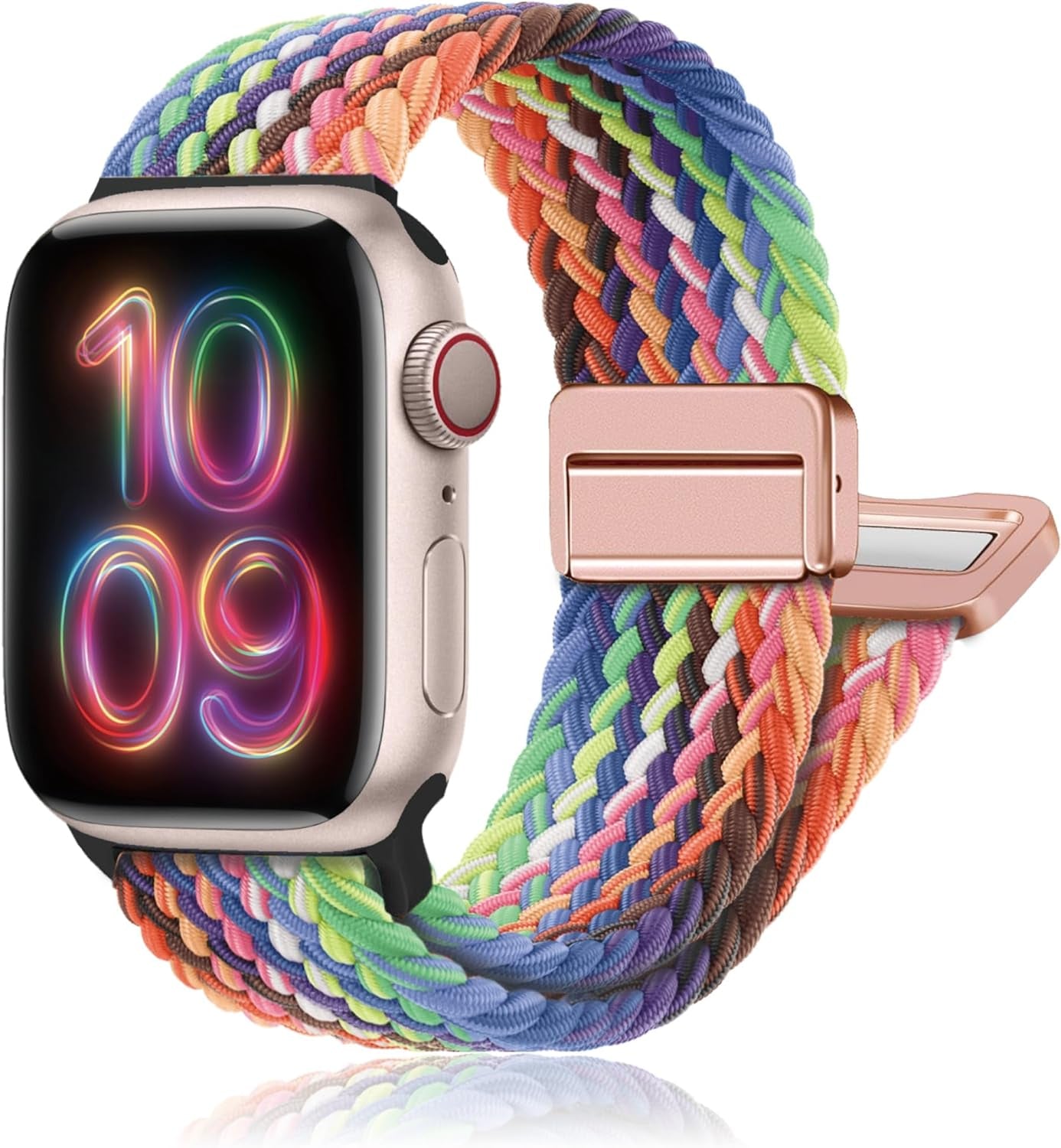 Magnetic Braided Stretchy Loop - Compatible with Apple Watch Band 42Mm 46Mm 40Mm 41Mm 44Mm 45Mm 38Mm Ultra/2 49Mm Women Men,Elastic Woven Fabric Nylon Strap for Iwatch Ultra Series 10 9 8 7 6 5 4 3 SE