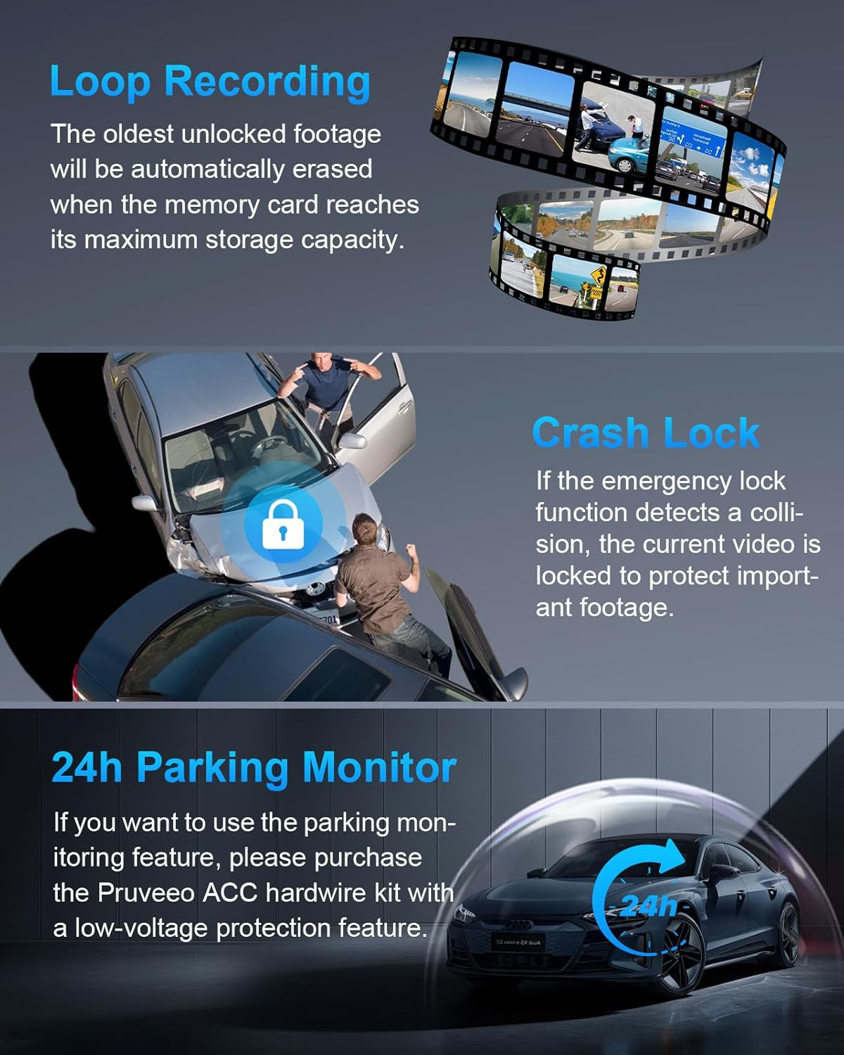 360 Degree View 4 Channel Dash Cam Front and Rear inside Left Right, Dash Camera for Cars, Built-In GPS Wifi Night Vision, 24/7 Recording Parking Mode Monitor, Free 128G Card