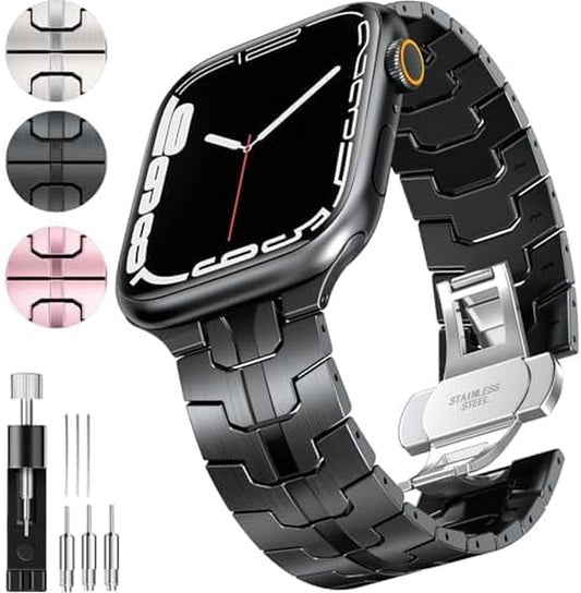 Compatible with Apple Watch Band 41Mm 40Mm 38Mm for Men Women, Stainless Steel Metal Watch Bands for Iwatch Ultra 2 Ultra Series 9 8 7 6 5 4 3 2 1 SE SE2