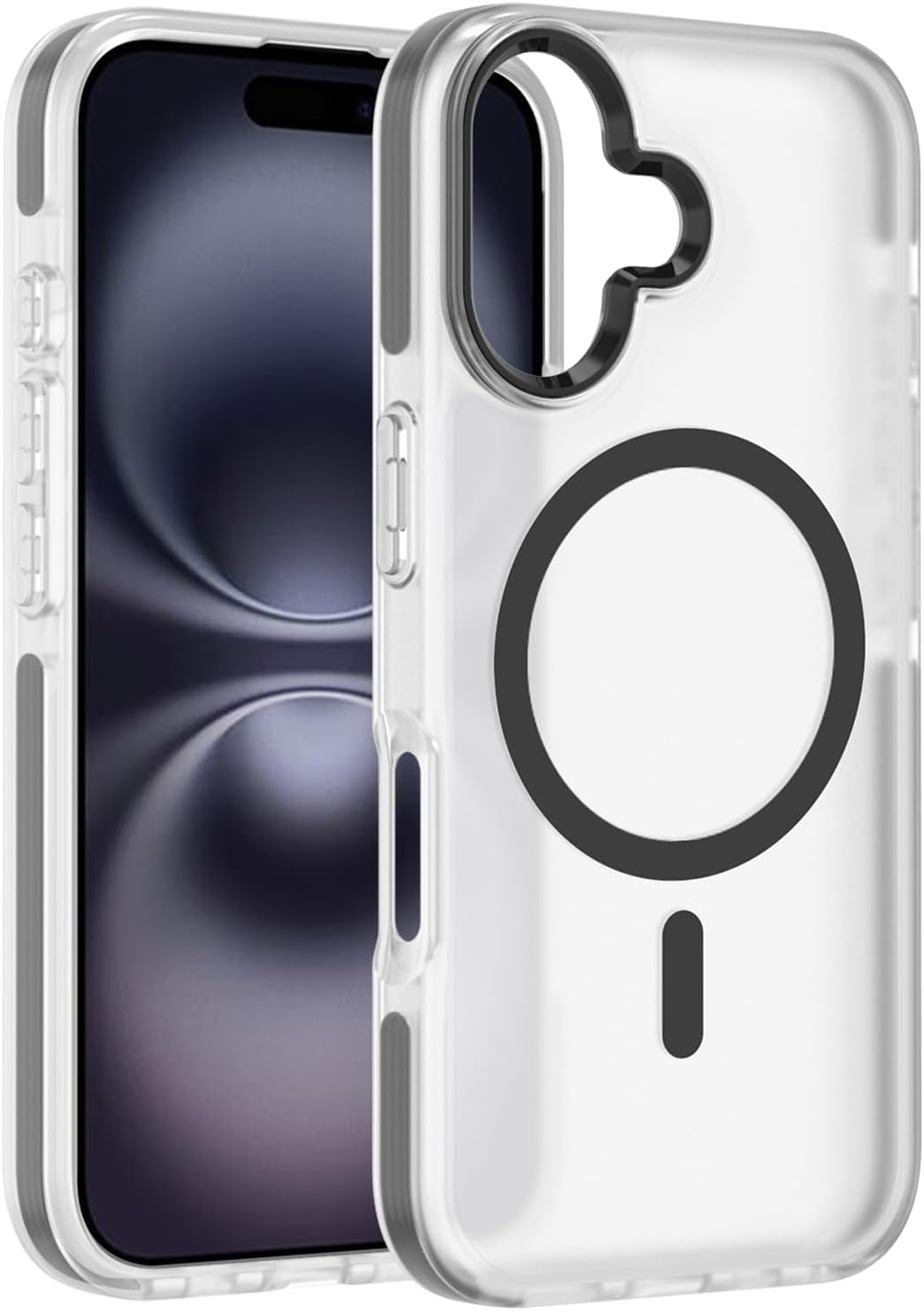2025 New Magnetic for Iphone 16E Case,Compatible with Magsafe,Military Grade Drop Tested, Shockproof Matte Translucent Hard Back Slim Protective Case.Black Magnetic Circle.