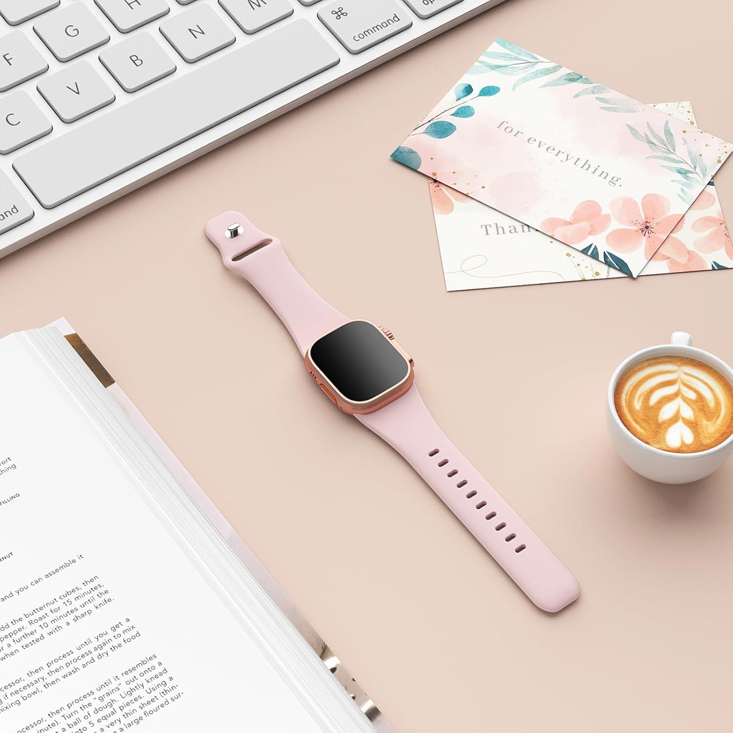 Sport Bands Compatible with Apple Watch 38Mm 40Mm 41Mm 42Mm 44Mm 45Mm 49Mm, Soft Silicone Replacement Waterproof Strap Wristband for Iwatch Series Ultra 9/8/7/6/5/4/3/2/1 SE Women Men, Light Pink