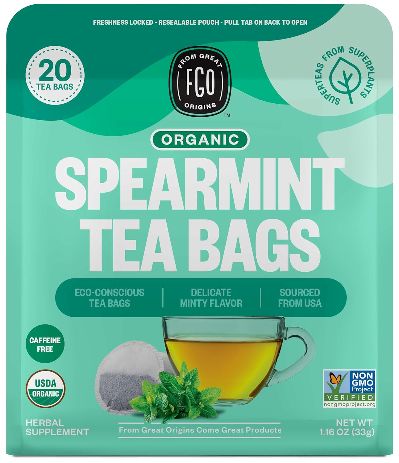 Organic Tulsi Holy Basil Tea, 100 Count, Eco-Conscious Herbal Tea Bags, Resealable Bag, Caffeine Free, Packaging May Vary (Pack of 1) TLBH