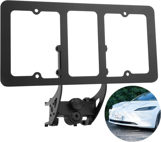 License Plate Holder for Tesla Model 3 2024 Highland Refresh, Lockable Front License Plate Mount Kit with Anti-Theft Features, No Adhesives License Frame