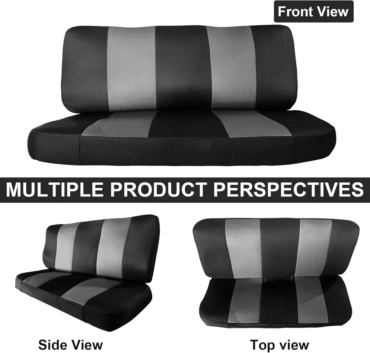 Custom-Fit Bench Seat Covers Replace for 1969-1996 Ford F100 F150 F250 Series Air Mesh Fabric Full Size Classic Trucks Seat Protector without Headrests (Black &Gray)