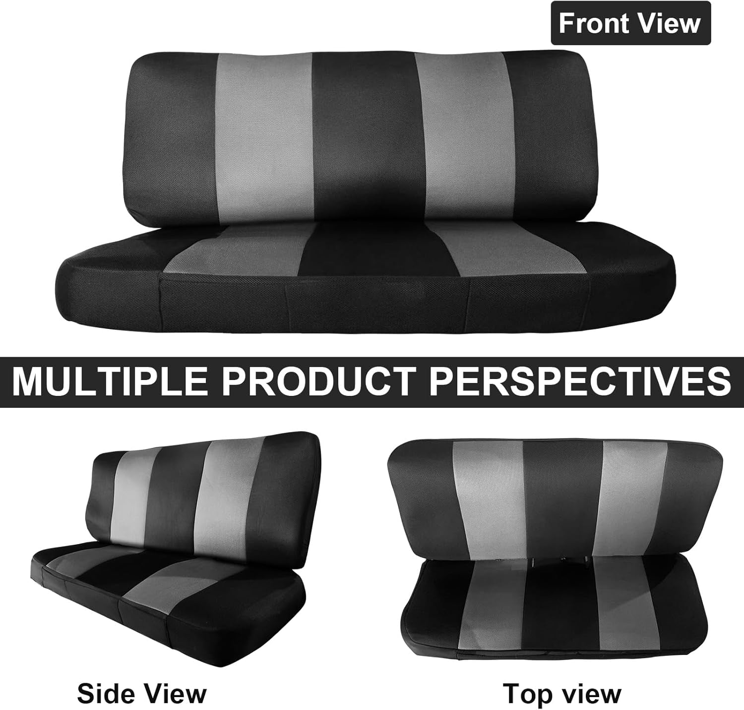 Custom-Fit Bench Seat Covers Replace for 1969-1996 Ford F100 F150 F250 Series Air Mesh Fabric Full Size Classic Trucks Seat Protector without Headrests (Black &Gray)