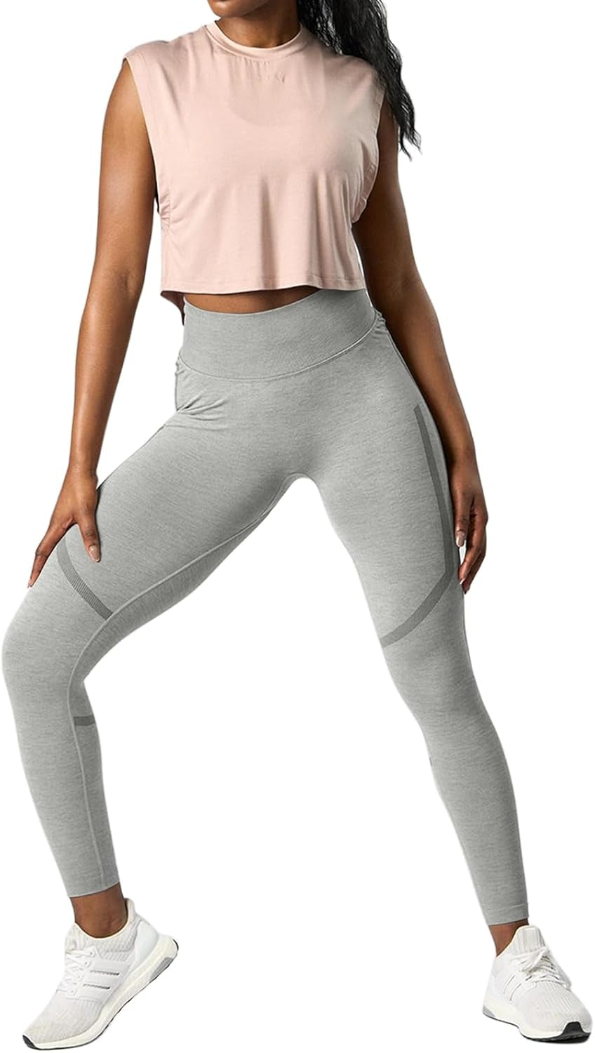 Scrunch Butt Lifting Seamless Leggings for Women High Waisted Tummy Control Striped Workout Pants