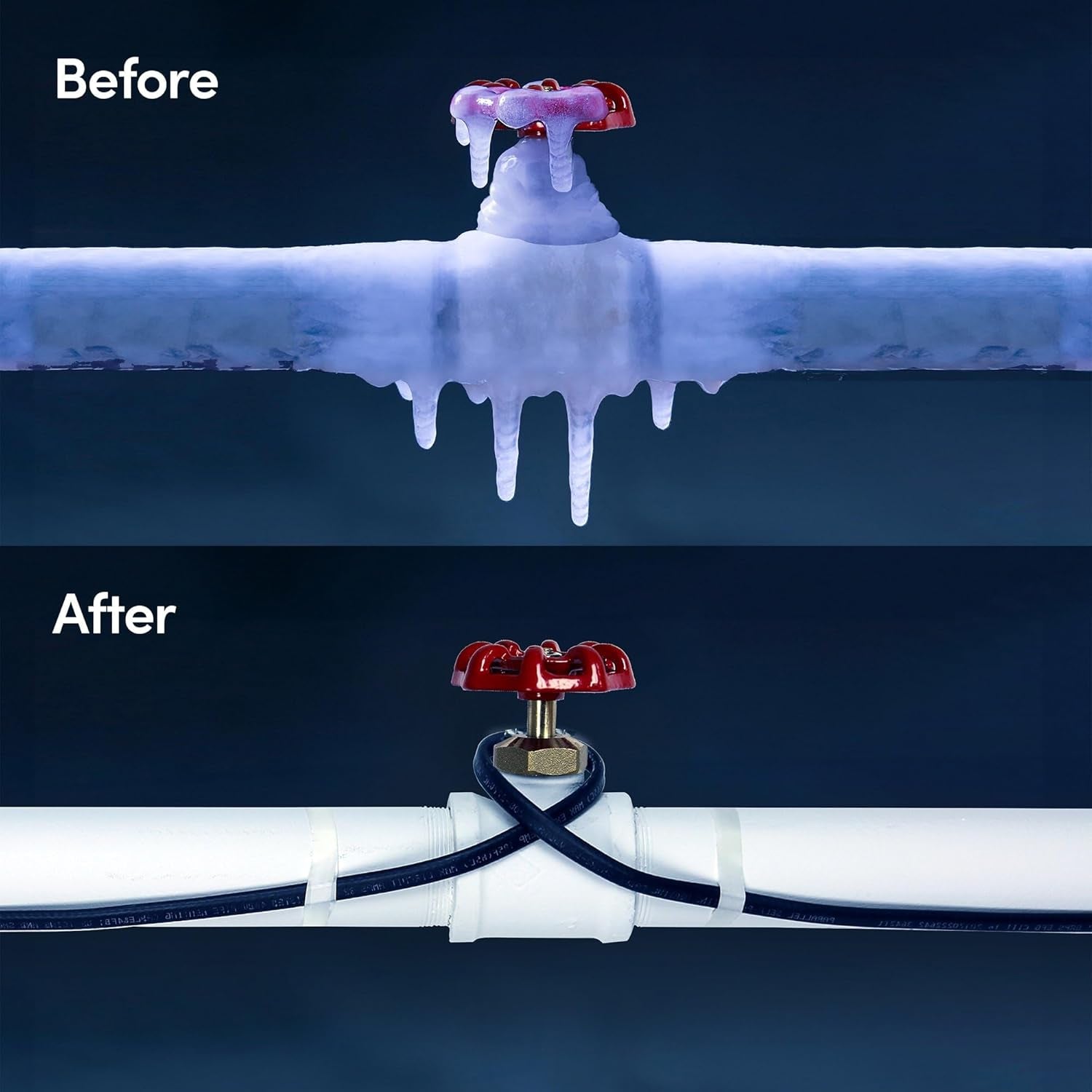 Pro-Tect 3 Ft. Electric Heat Tape for Water Pipes with Thermostat - Plug-In Pipe Heating Cable for Freeze Protection, 7 W/Ft, 120V