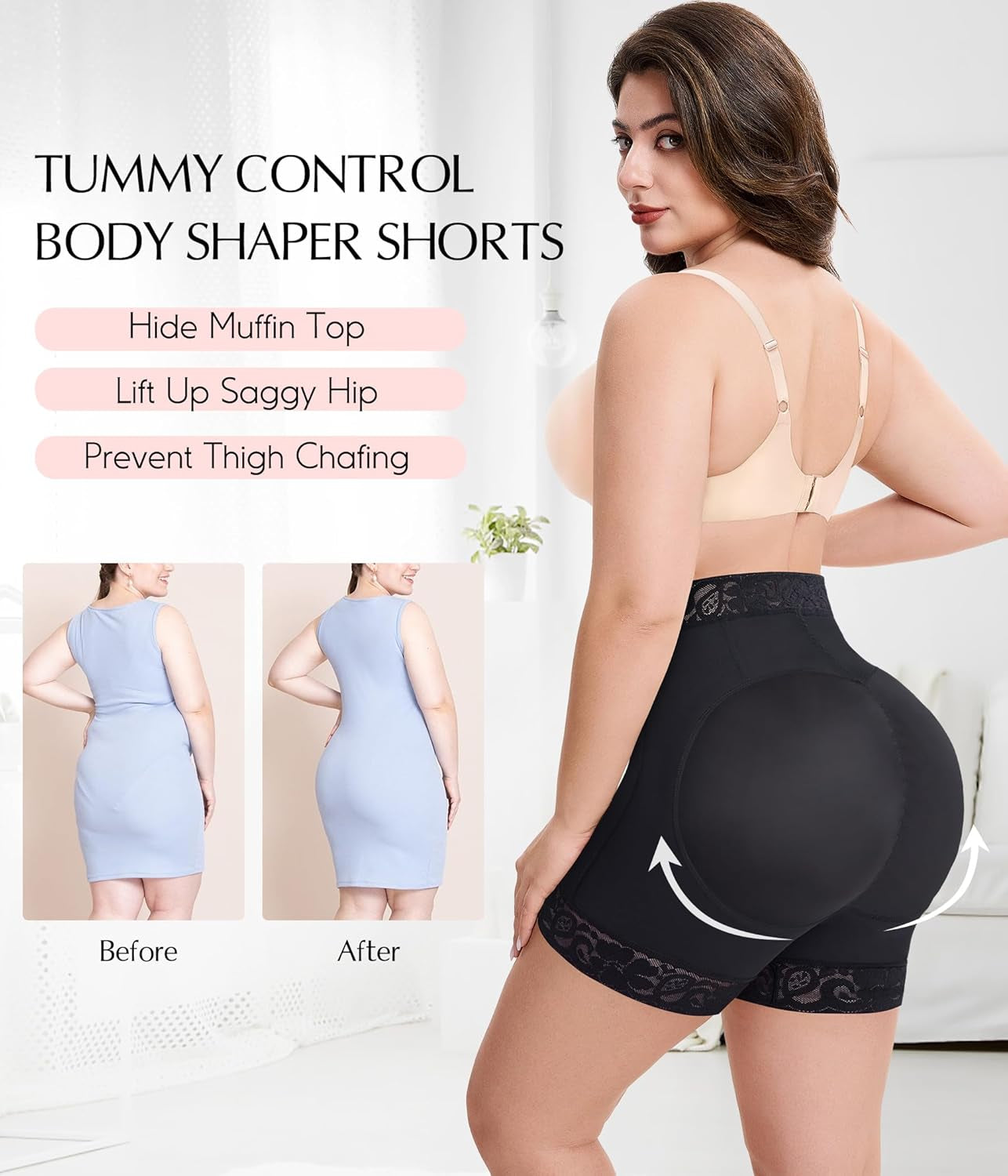 Tummy Control Panties Butt Lifting Shapewear Shorts for Women Zipper Body Shaper Shorts Thigh Slimmer Underwear