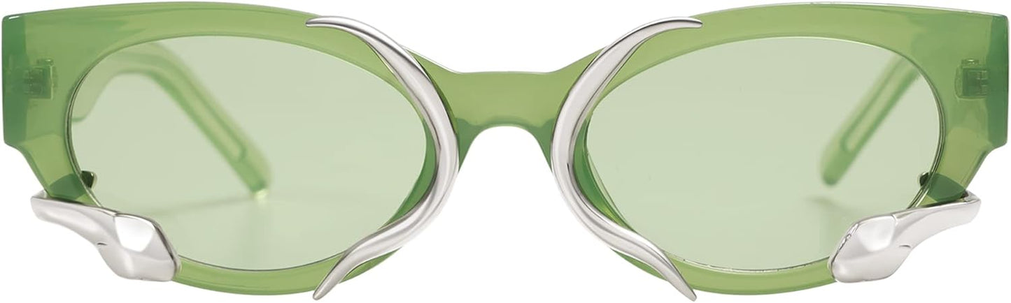 Trendy Sunglasses for Women Men Vintage Narrow Cateye Metal Snake Sunnie Y2K Accessories AP3621