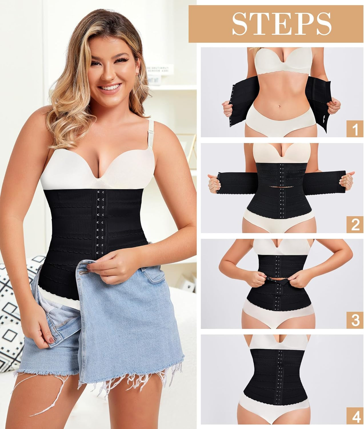 Segmented Waist Trainer for Women Waist Cincher Shapewear for Women Tummy Control Workout Body Shaper Girdle