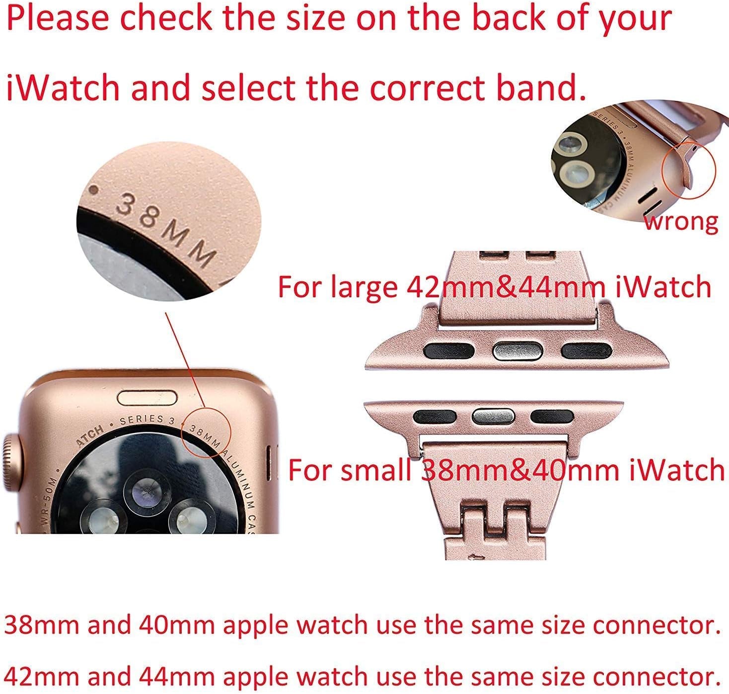 Bands Compatible with Apple Watch Band 38Mm 40Mm 41Mm 42Mm 44Mm 45Mm Iwatch SE Series 9/8/7/6/5/4/3/2/1 Women Dressy Jewelry Stainless Steel Accessories Wristband Strap