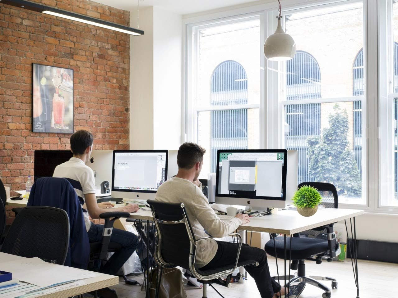 Mini Artificial Plants, Plastic Fake Green Grass Faux Greenery Topiary Shrubs with Grey Pots for Bathroom Home Office Décor, House Decorations (1)