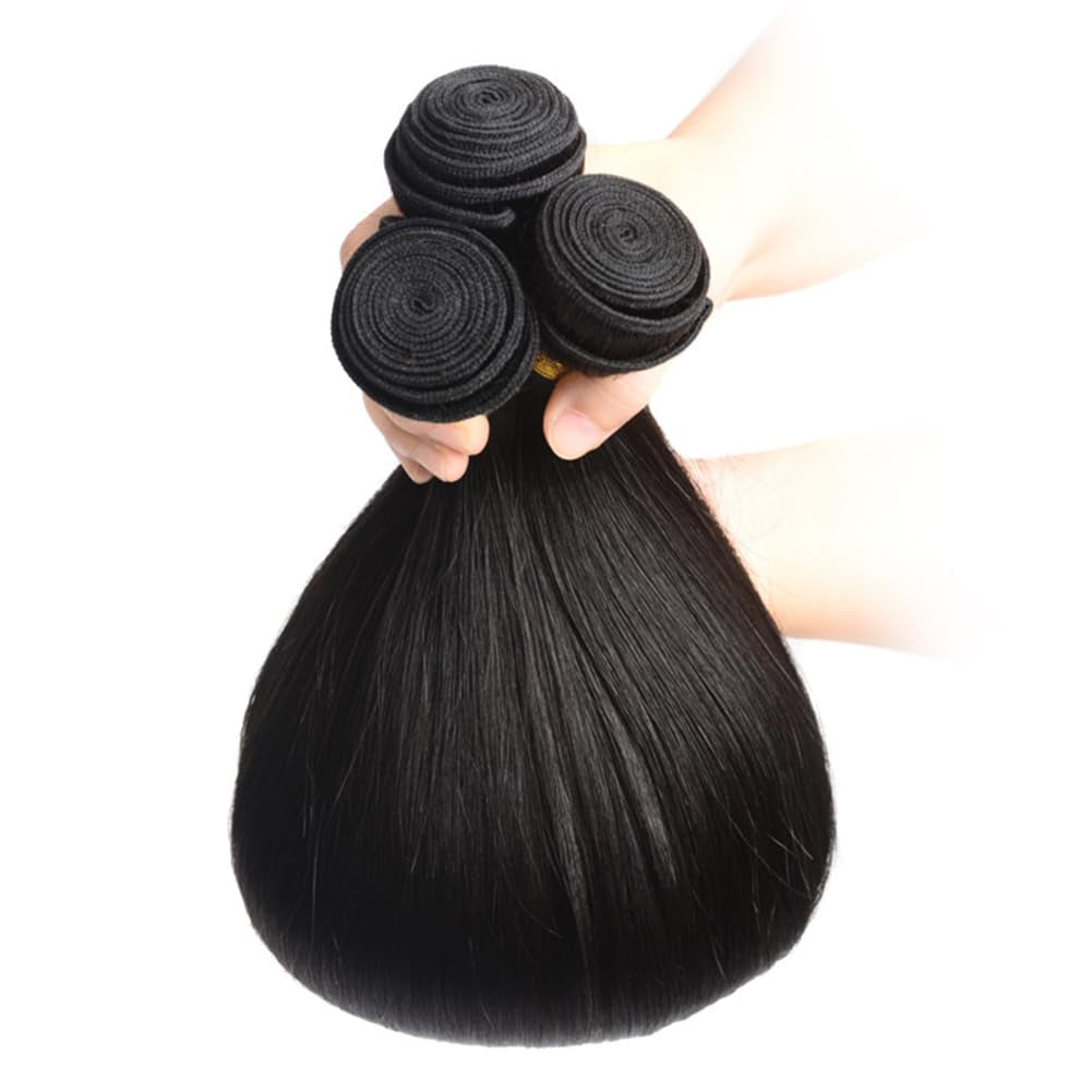 Straight Bundles Human Hair 14 16 18 Inch Brazilian Virgin Straight Human Hair Bundles 3 Bundles Human Hair Straight Hair Bundles Deals for Woman(100G/1 Bundle，300G /Lot)