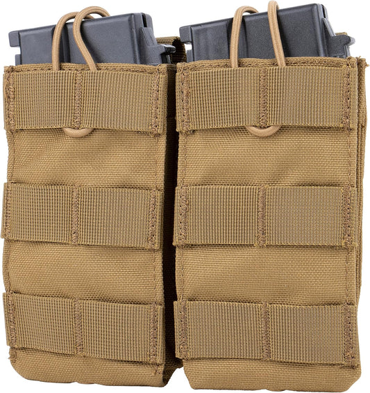 Molle Mag Pouch - Double/Triple Holder for AR 15 M4 M16 AK 5.56 308 Type Airsoft Ammo Rifle - Open-Top Tactical MOLLE Magazine Pouches - 3 Mag Pouch Carrier
