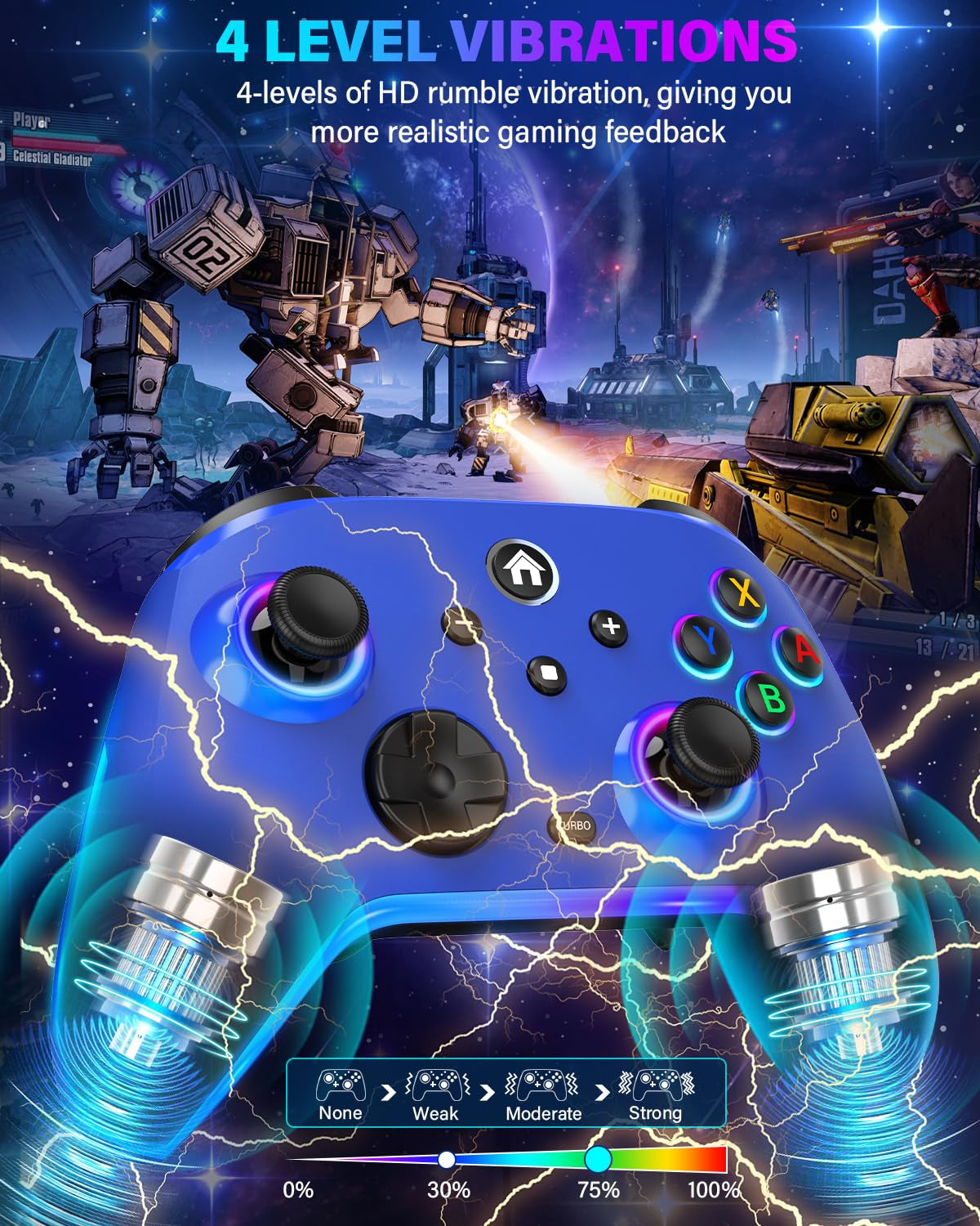 Wireless Switch Controllers for Nitendo Switch/Oled/Lite, 1200Mah Switch Pro Controller with 10 Color Light Modes, Rechargeable Switch Turbo Control with Turbo, Vibration, 6-Axis Gyro, Wake Up