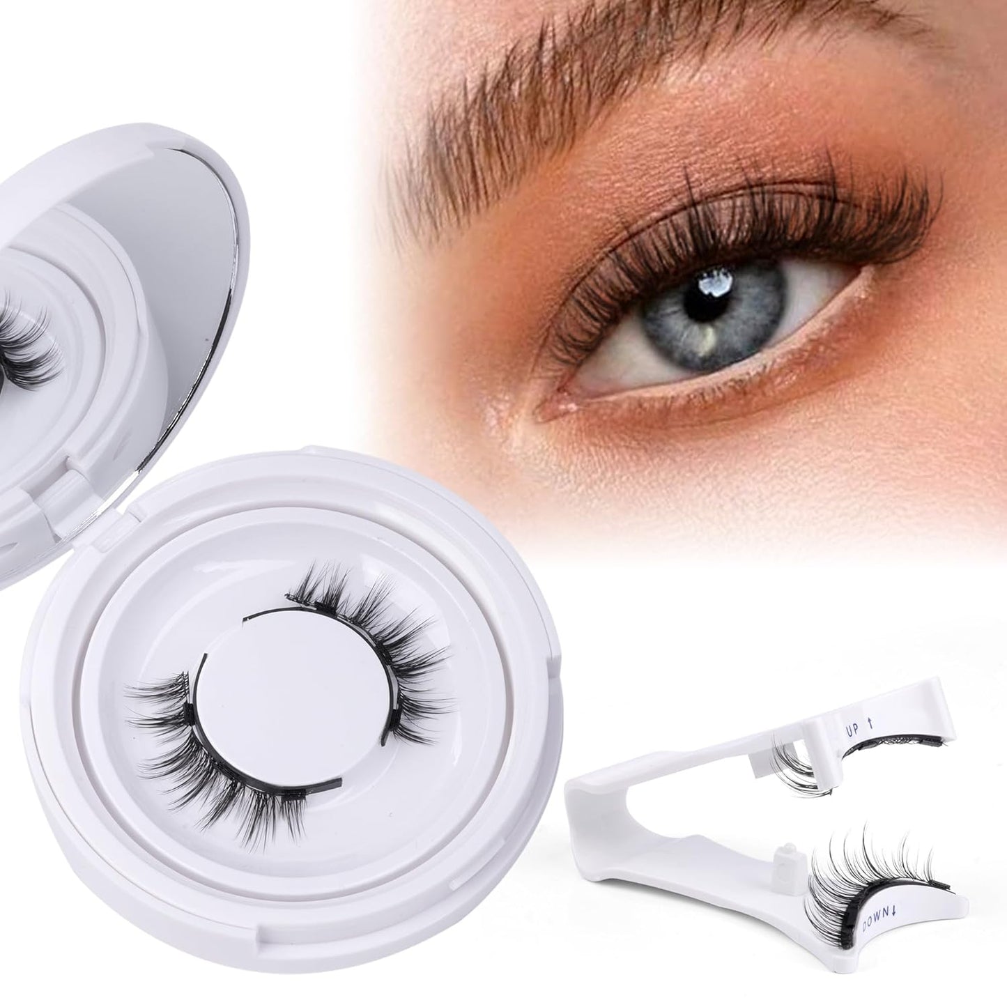 Magnetic Eyelashes without Eyeliner Reusable Magnetic Eyeashes with Applicator No Glue Needed Magnetic Lashes Kit Cat Eye Magnetic Eyelashes Natural Look by