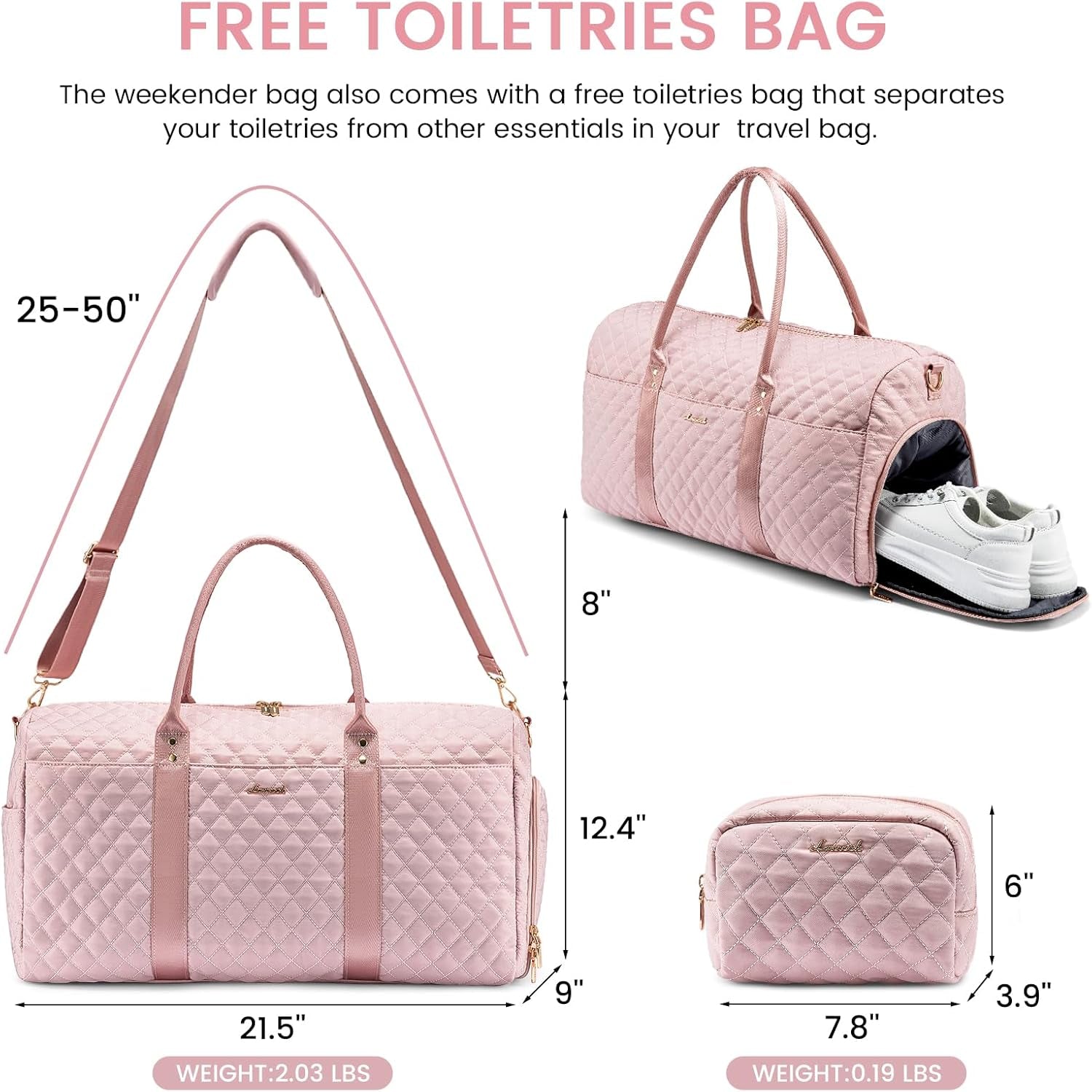 Travel Duffle Bag,Carry on Overnight Bag with Shoe Compartment,Weekender Bags for Women with Toiletry Bag,Gym Duffel Bag with Wet Pocket,Hospital Bags for Labor and Delivery
