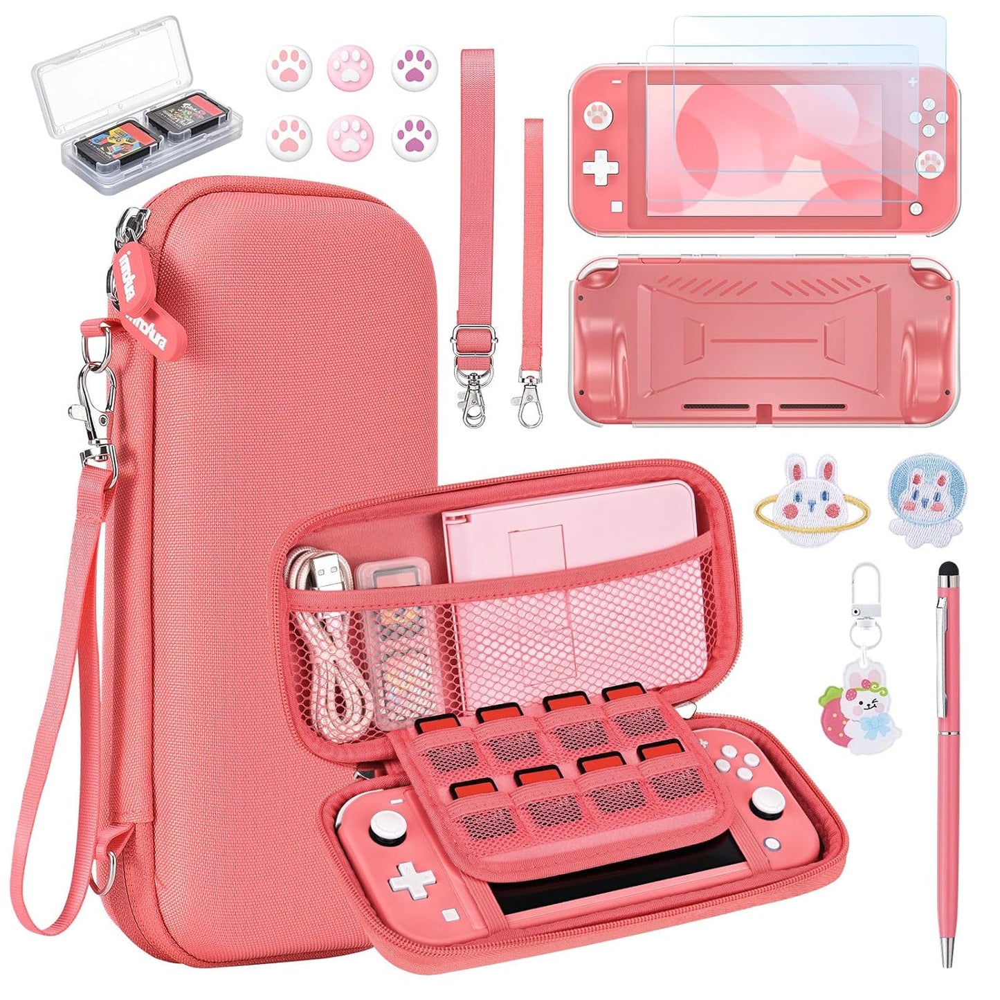Switch Lite Case 18 in 1 Switch Lite Accessories Bundle with Switch Lite Carrying Case, Switch Game Case, Switch Lite Screen Protector, Switch Thumb Grips (Purple)