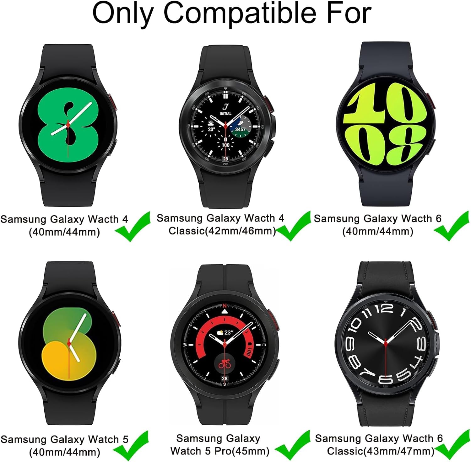 for Samsung Galaxy Watch 6 Band 40Mm 44Mm / Galaxy Watch 6 Classic Bands 43Mm 47Mm, 20Mm Soft Silicone No Gap Sport Band Adjustable Replacement Strap for Galaxy Watch 6 Band Women Men