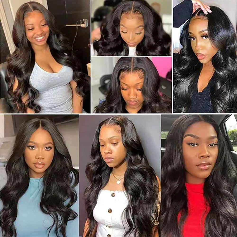 Body Wave Brazilian Virgin Hair Bundles - Unprocessed 100% Human Hair Weave for Black Women - 3 Bundles Natural Black Color Hair Extensions