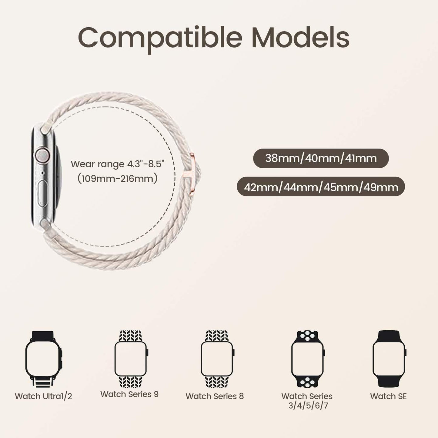 Braided Nylon Solo Loop Band - with Apple Watch Band 40Mm 44Mm 45Mm 38Mm 41Mm 42Mm 49Mm Women/Men, Adjustable Stretchy Bands Sport Wristband for Iwatch Series 9/8/7/6/5/4/3/2/1/Se/Ultra/Ultra 2