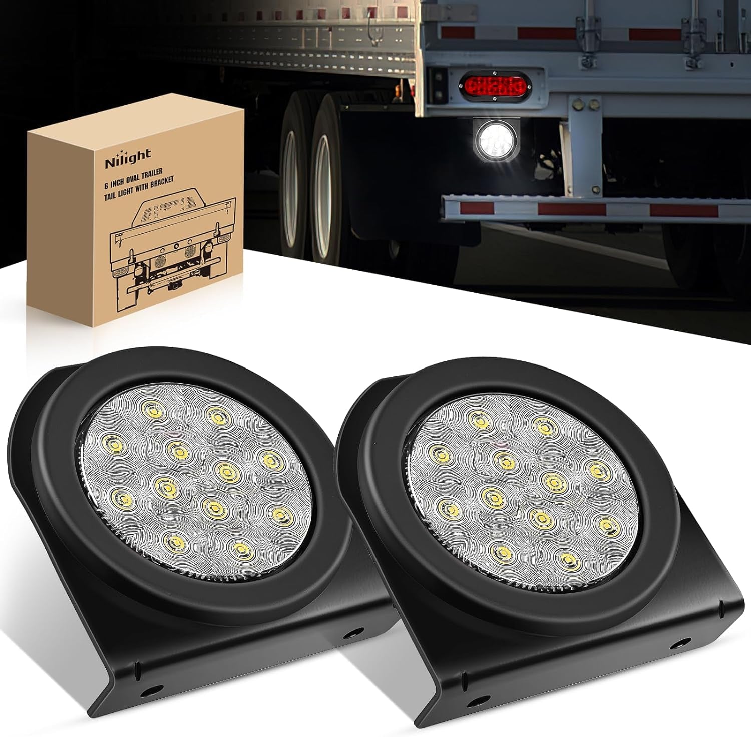 - TL-18 2PCS 4" round Red LED Trailer Tail Lights W/Surface Mount Grommet Plugs IP67 Stop Brake Turn Tail Lights for Truck Trailer RV Jeep