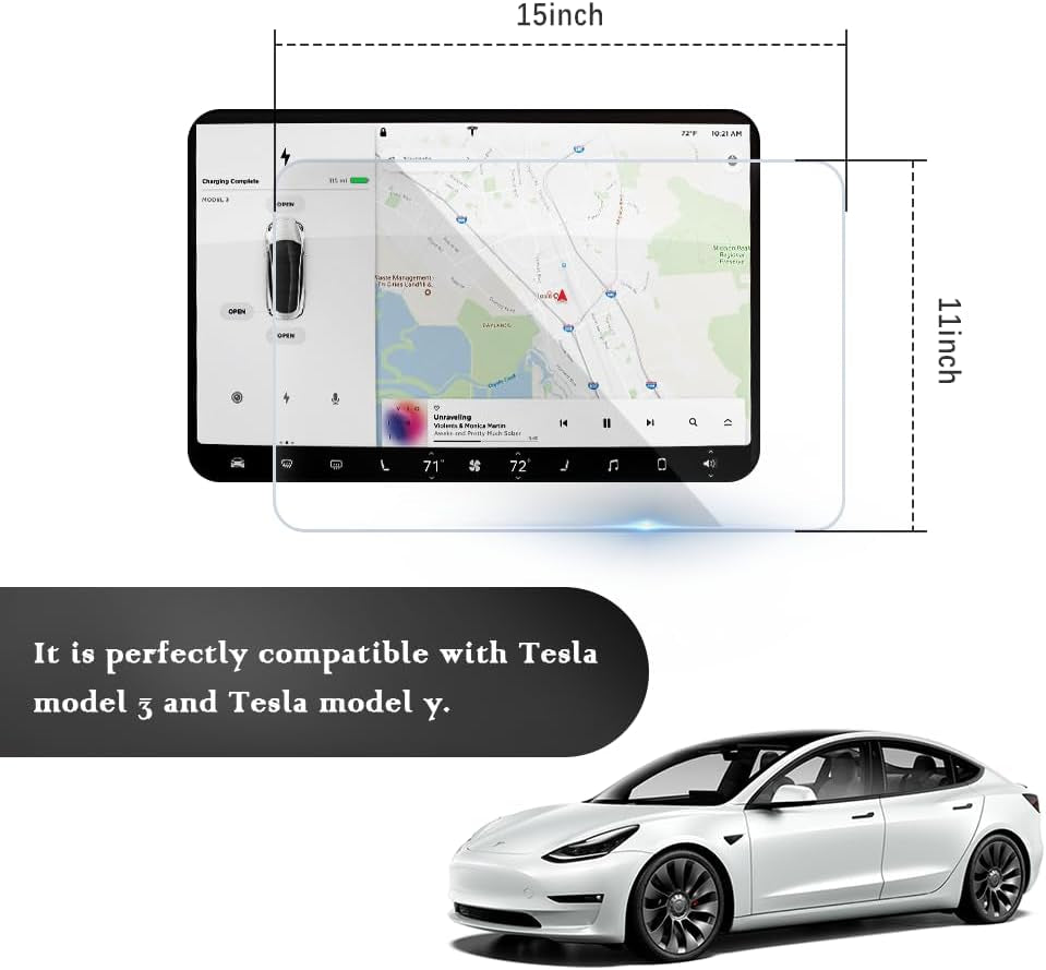 Car Screen Protector - HD Tempered Glass Screen Protecter Compatible with Tesla Model 3 & Tesla Model Y Accessories 2023-15"Anti Glare Screen Protector