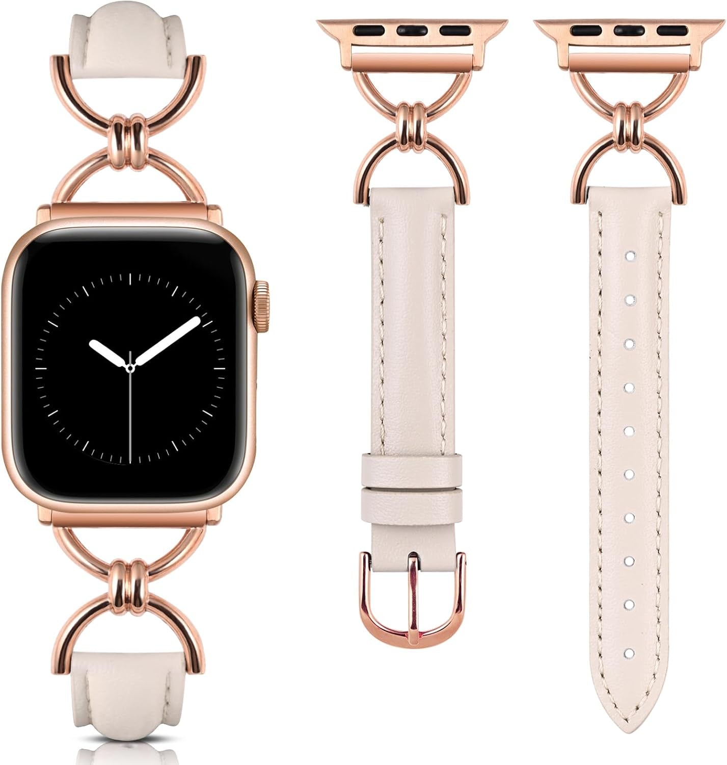 2 Packs Leather Band Compatible with Apple Watch Band Women 38/40/41/42/44/45/46/49Mm, Dressy Fancy Leather Strap for Iwatch Bands Series 10 9 8 7 6 5 4 3 2 1 SE Ultra