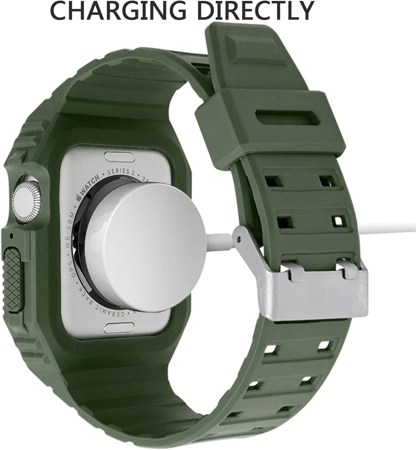 For Apple Watch Band with Case,Tpu Rugged Bumper Shockproof Impact Resistant Cover Sports Wrist Strap for Iwatch Series 9 8 7 6 5 4 SE 3 2 1