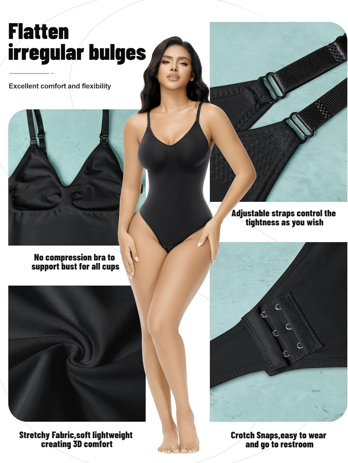 Shapewear Tummy Control Bodysuit for Women Seamless Body Shaper Sculpting Snatched Waist Trainer Thong Body Suit