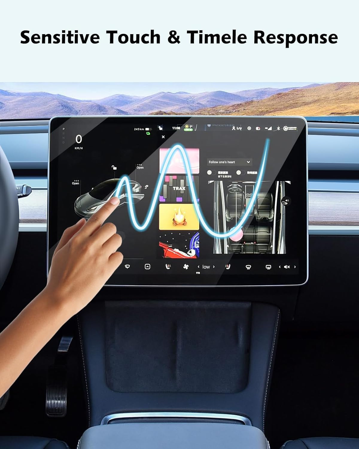 For Tesla Model Y Screen Protector Accessories 2024, 15 Inches Glossy Tempered Glass Touch Screen Protector for Tesla Model Y (2024-2020) / Model 3 (2023-2017) Anti-Scratch & Anti-Fingerprint