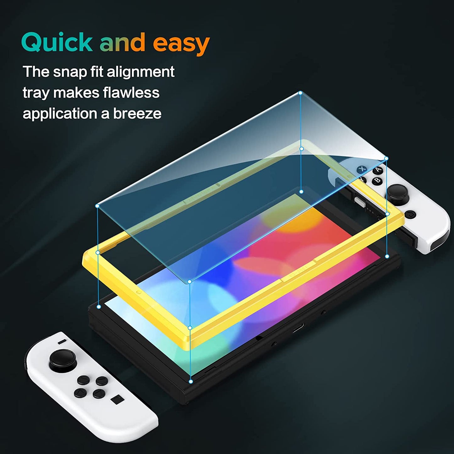 4-Pack Tempered Glass Screen Protector Designed for Nintendo Switch OLED Model 2021&2023 with [Alignment Frame] Transparent HD Clear[Updated Version] Screen Protector for Switch OLED 7''