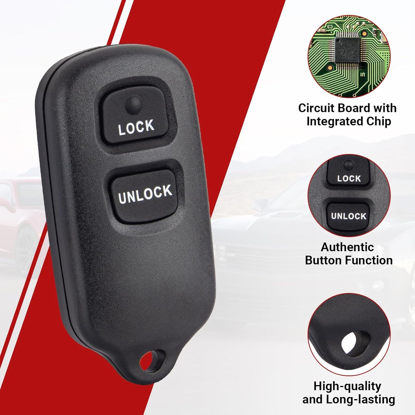 Key Fob Keyless Entry Remote Control Compatible with Toyota Tundra Rav4 Highlander Celica Echo Yaris Prius FJ Cruiser/Scion Xa Xb Car Key Replacement for HYQ12BBX HYQ12BAN
