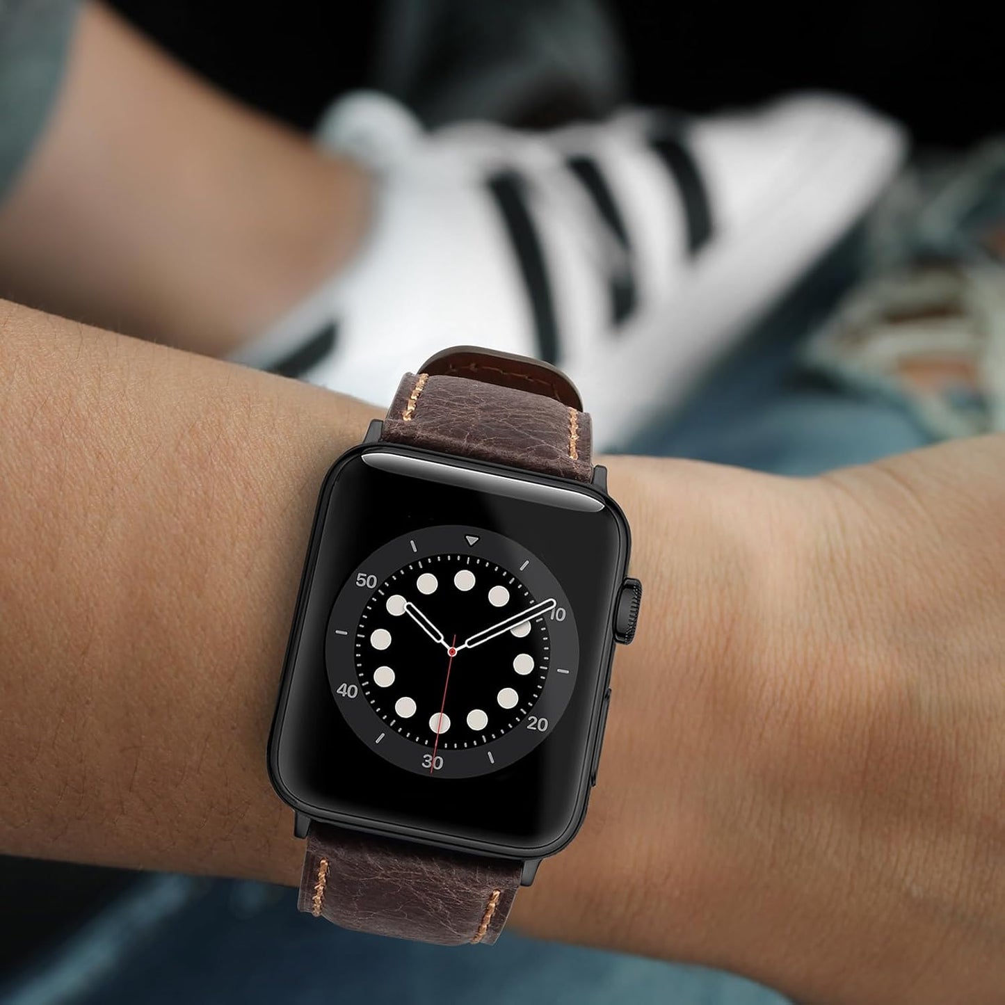Bands Compatible with Apple Watch Band 49Mm 45Mm 44Mm 42Mm Men Genuine Leather Replacement Bands Compatible with Apple Watch Ultra 2 Ultra SE 2 SE Series 9 8 7 6 5 4 3 2 1, Dark Brown