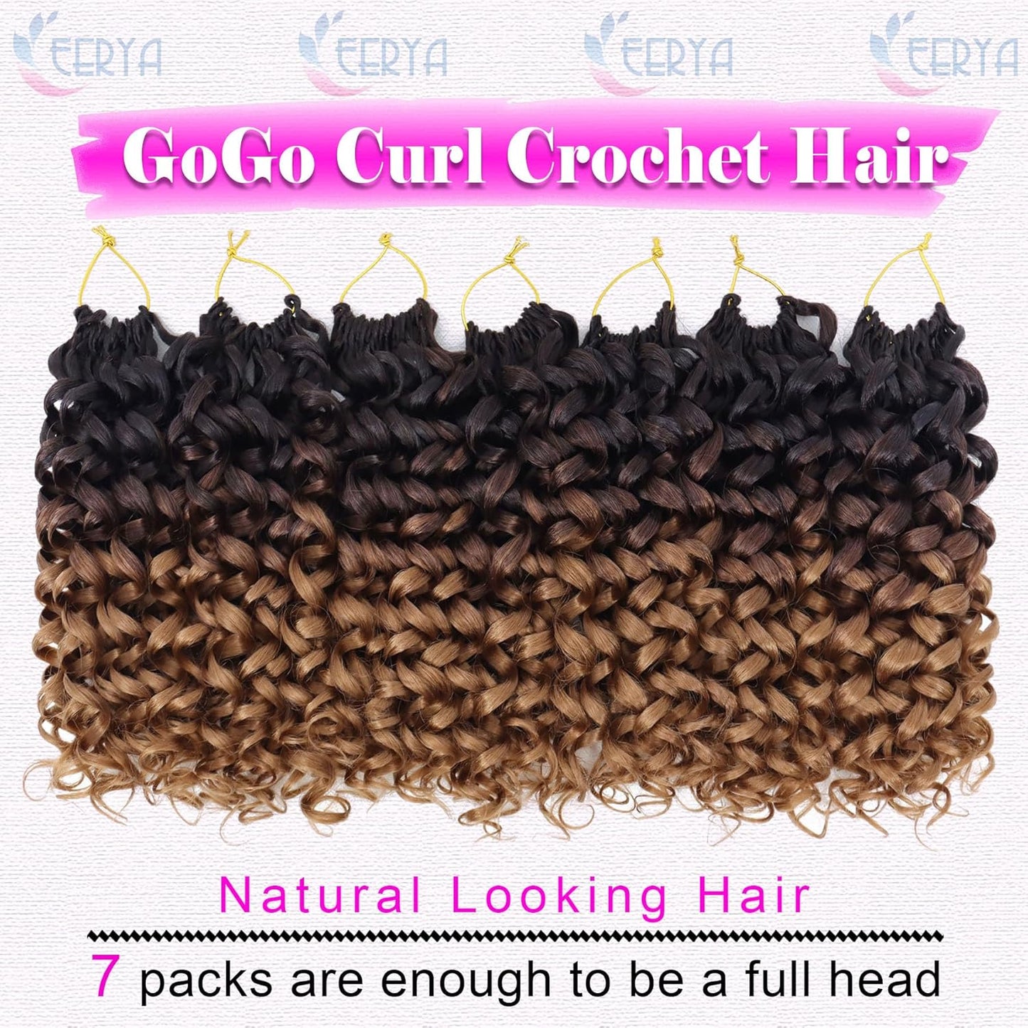 7 Packs Gogo Curl Crochet Hair 10 Inch Short Curly Crochet Hair for Women Water Wave Beach Curl Deep Twist Crochet Braids Synthetic Braiding Hair Extensions(10 Inch, OT4/30)