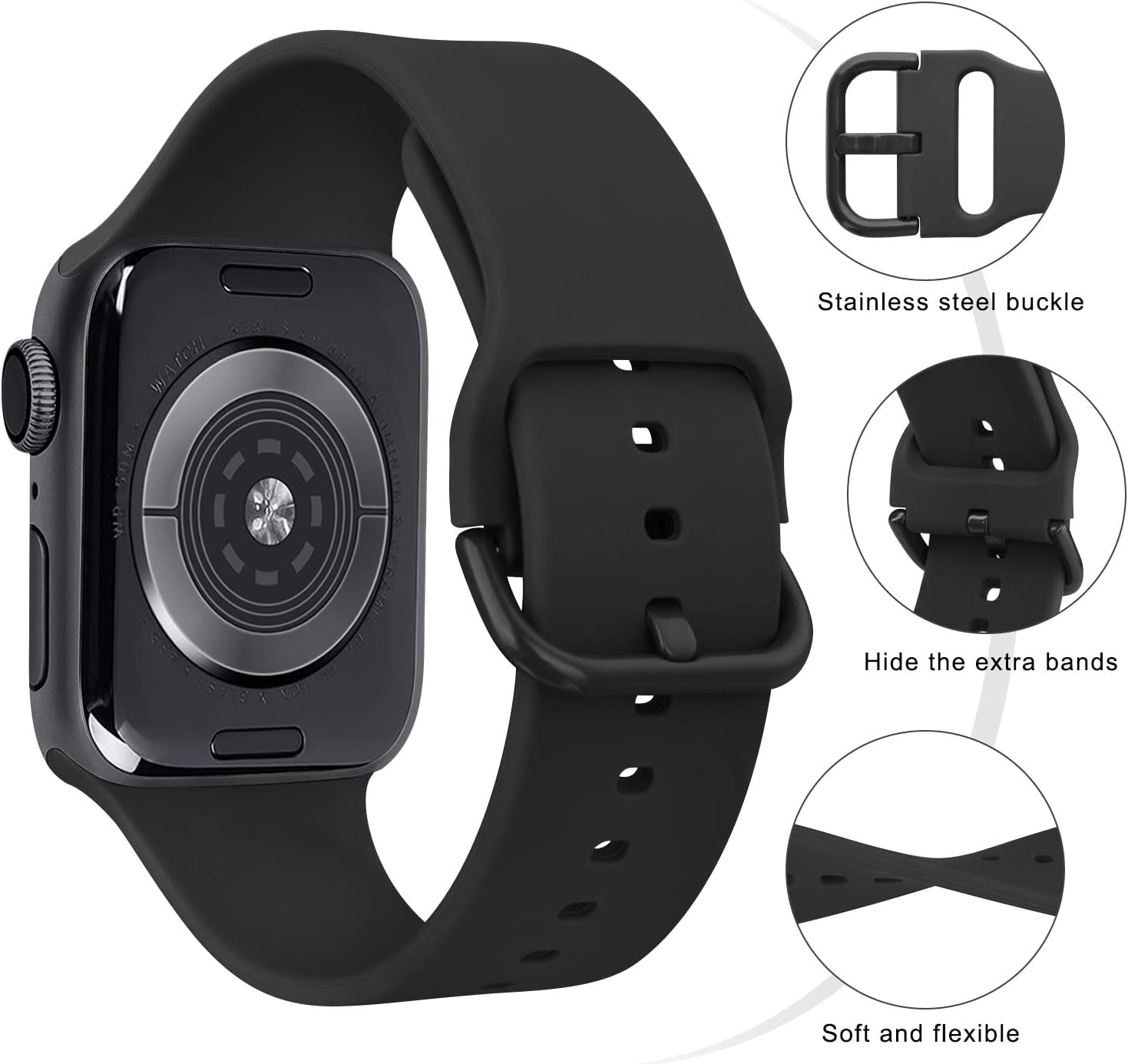 Sport Band Compatible with Apple Watch Band 38Mm 45Mm 44Mm 42Mm 41Mm 40Mm, Soft Silicone Waterproof Strap Replacement for Iwatch Apple Watch SE Series 9 8 7 6 5 4 3 2 1 for Women Men