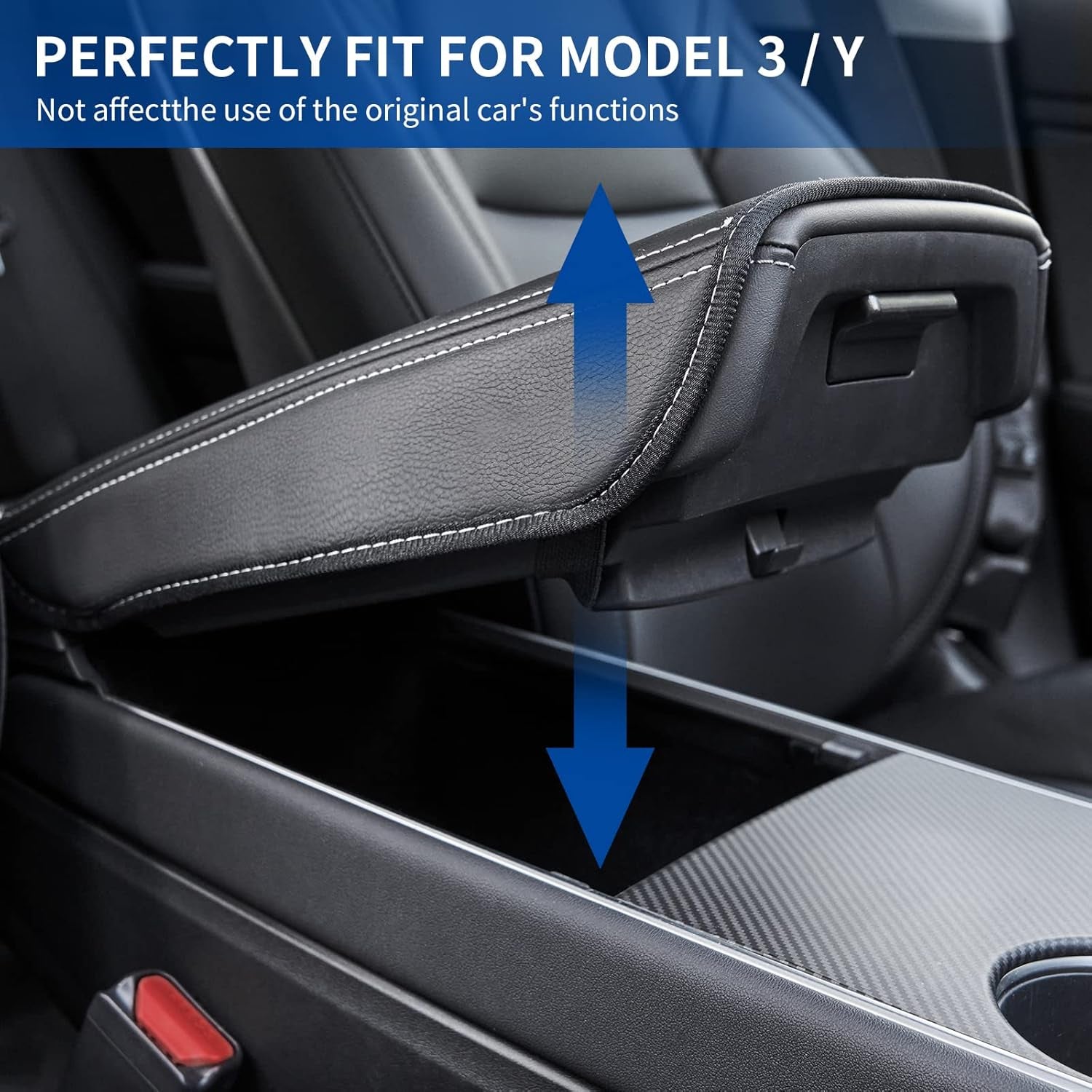 Tesla Model 3/Y Armrest Accessories -  Center Console Cover for Tesla - Car Armrest Box Cover Decoration Interior for Model 3 2017-2022 2023 2024 or Model Y 2020-2022 2023 2024 - Black