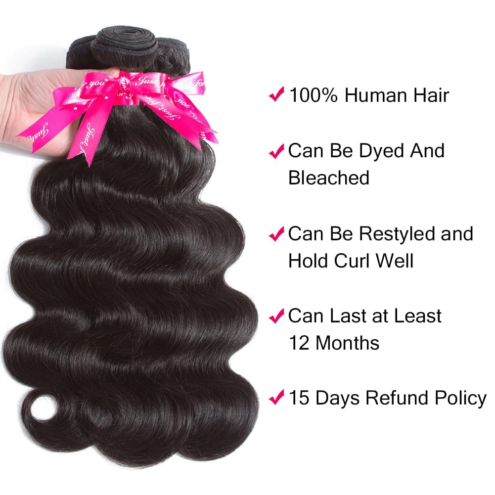 Body Wave Human Hair 4 Bundles Double Weft 10A Brazilian Hair Bundles (12/14/16/18 Inch New, 4 Bundles)