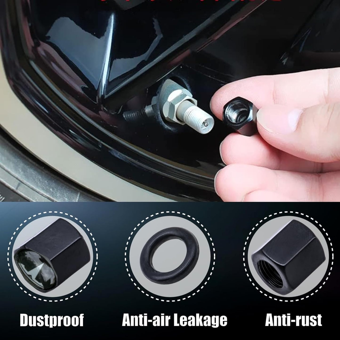 Car Tire Valve Stem Caps for Tesla Model 3, S, X, Y Accessories (4 Pack) Leakproof Aluminum Tire Valve Caps with Rubber O-Rings Compatible with Tesla Model Y Accessories 2023