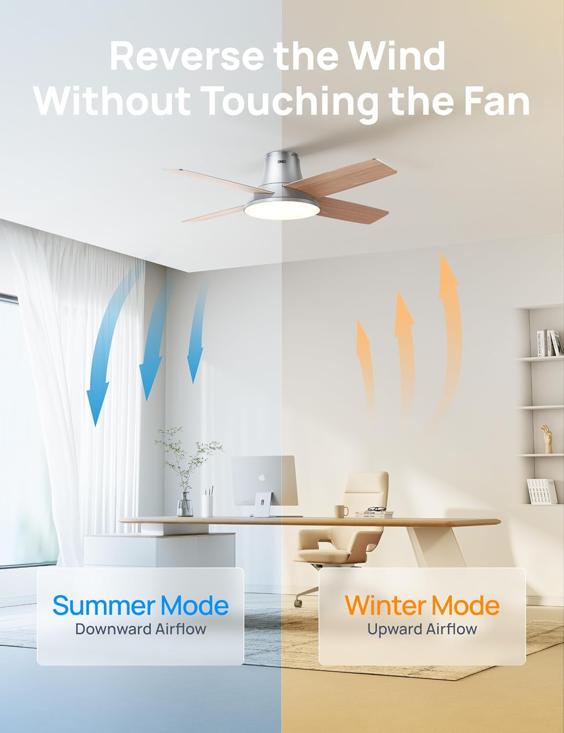 Smart Ceiling Fans with Lights and Remote, 12 Speeds & 3 Fan Modes, Quiet DC Motor, Easy to Install, Dimmable LED Ceiling Fans with App/Alexa Control, 12H Timer for Home, Indoor, Silver, 44''