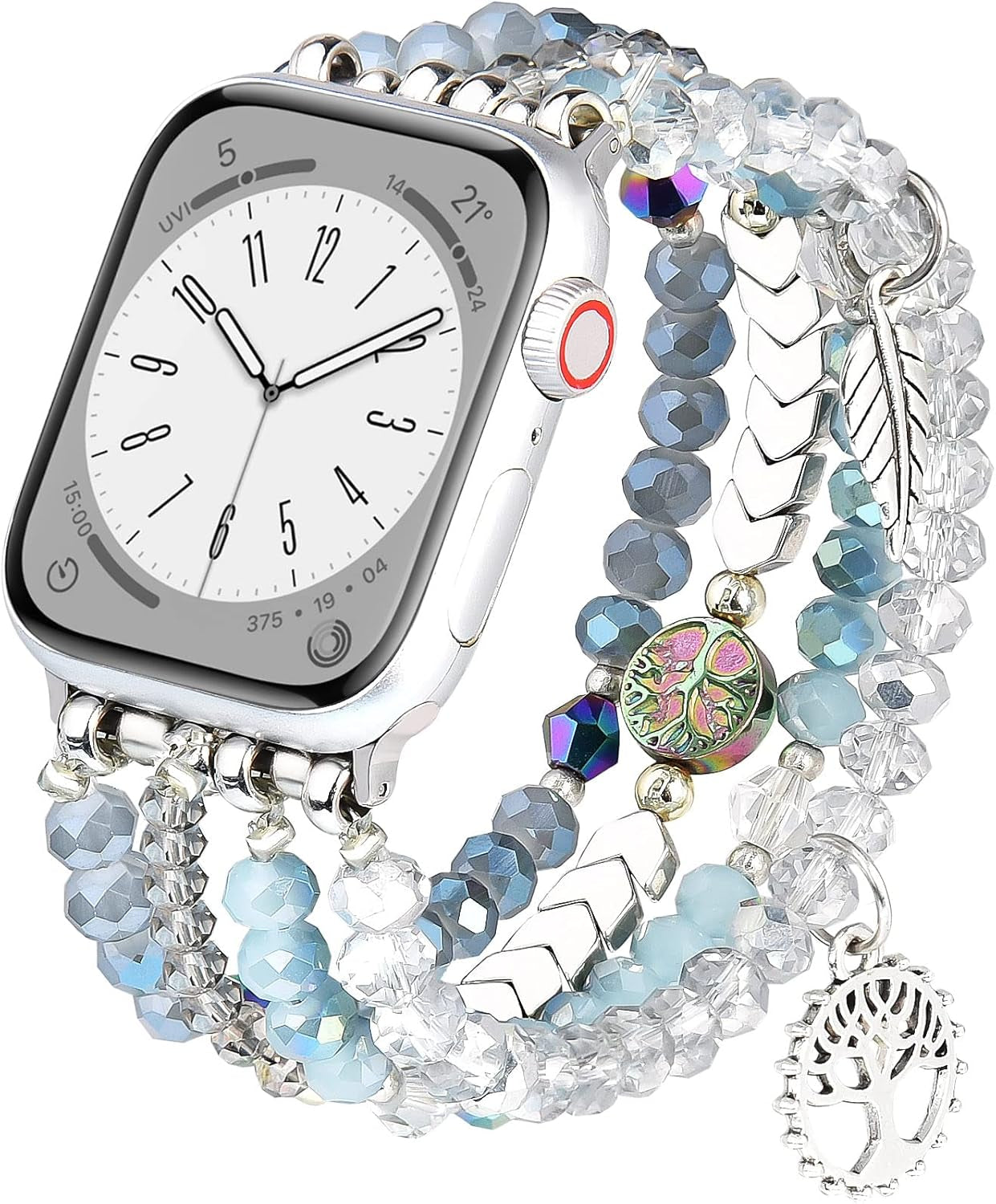 Beaded Bracelet Compatible with Apple Watch Band 38Mm/40Mm/41Mm/42Mm（Series 10） 9/8/7/SE/6/5/4/3/2/1 Women Fashion Handmade Elastic Stretch Strap for Iwatch Bands Replacement